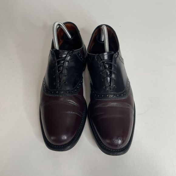 Allen Edmonds Mens Shelton 9B Black/Burgundy Oxford Saddle Shoe 8271